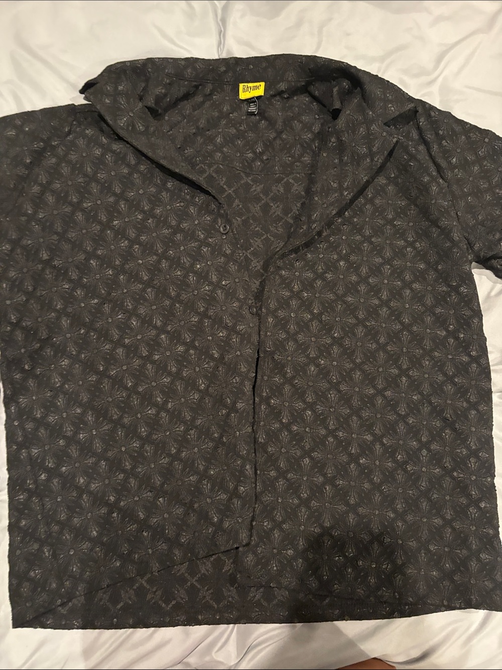 Rhythm Charcoal Floral Short Sleeve Button-Up Shirt